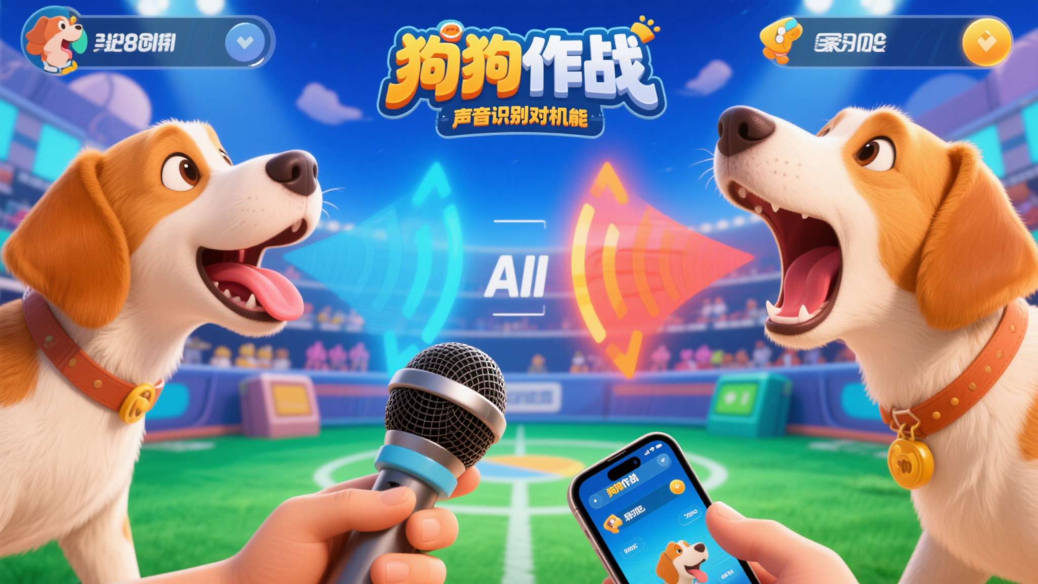 汪汪大作战游戏 《汪汪大作战》是一款主打声音识别对抗机制的休闲竞技游戏。玩家无需复杂的操作技巧,
